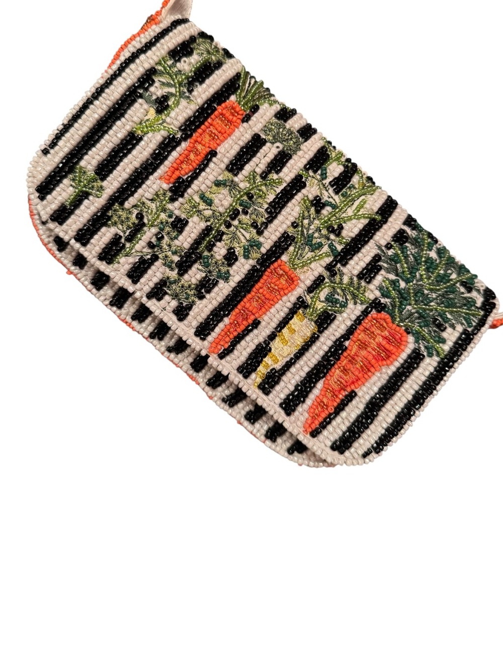 Viral Beaded Carrot Stripe Shoulder Bag Handbag Purse NWT - Picture 3 of 12